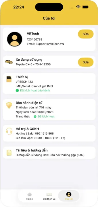 Màn hình Của tôi trong VRTECH Connect